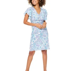 Jurk Lichtblauw/wit/lila