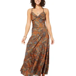 Jurk Oranje/grijs/turquoise