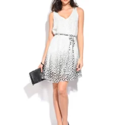 Jurk "Fanie" Wit/zwart