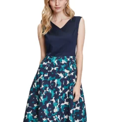 Jurk Donkerblauw/turquoise -Exporteren Mooie Look Winkel betty and co jurk donkerblauw turquoise 2