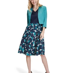 Jurk Donkerblauw/turquoise -Exporteren Mooie Look Winkel betty and co jurk donkerblauw turquoise 3