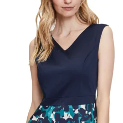 Jurk Donkerblauw/turquoise -Exporteren Mooie Look Winkel betty and co jurk donkerblauw turquoise 5