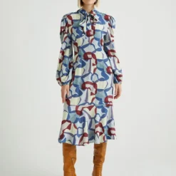 Jurk Blauw/rood/crème