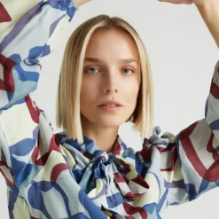 Jurk Blauw/rood/crème -Exporteren Mooie Look Winkel bgn jurk blauw rood creme 5