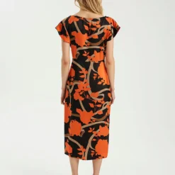 Jurk Zwart/oranje -Exporteren Mooie Look Winkel bgn jurk zwart oranje 2