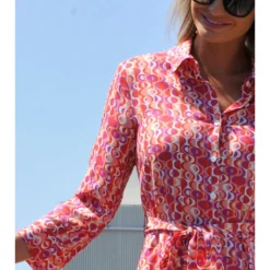 Jurk "Cabourg" Roze/rood -Exporteren Mooie Look Winkel bleu dazur jurk cabourg roze rood 2