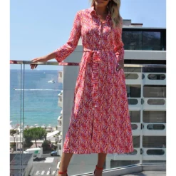 Jurk "Cabourg" Roze/rood