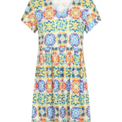 Jurk "Capri" Geel/lichtblauw -Exporteren Mooie Look Winkel bleu dazur jurk capri geel lichtblauw 2