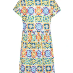 Jurk "Capri" Geel/lichtblauw -Exporteren Mooie Look Winkel bleu dazur jurk capri geel lichtblauw 3