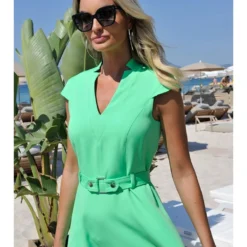 Jurk "Croisette" Groen -Exporteren Mooie Look Winkel bleu dazur jurk croisette groen 3