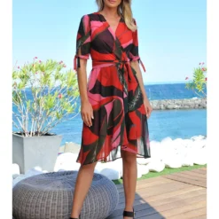 Jurk "Giralda" Rood/zwart