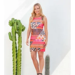 Jurk "Indi" Meerkleurig -Exporteren Mooie Look Winkel bleu dazur jurk indi meerkleurig 2