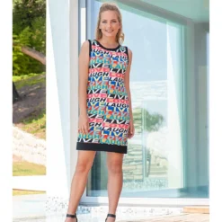 Jurk "Kim" Meerkleurig -Exporteren Mooie Look Winkel bleu dazur jurk kim meerkleurig 2