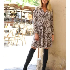 Jurk "Lizzie" Beige/zwart