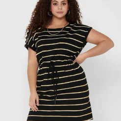 Jurk "Carapril" Zwart/geel -Exporteren Mooie Look Winkel carmakoma jurk carapril zwart geel 2