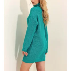 Gebreide Jurk Turquoise -Exporteren Mooie Look Winkel chezalou gebreide jurk turquoise 2