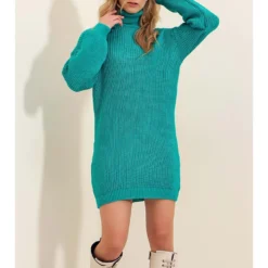 Gebreide Jurk Turquoise