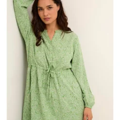 Cream Jurk "Vimma" Groen -Exporteren Mooie Look Winkel cream jurk vimma groen 2