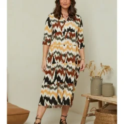 Jurk Braun/beige/zwart