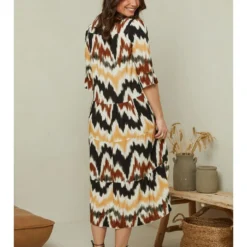 Jurk Braun/beige/zwart -Exporteren Mooie Look Winkel curvy lady jurk braun beige zwart 3