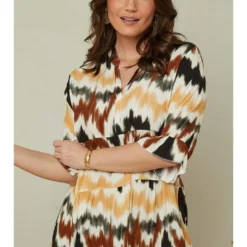 Jurk Braun/beige/zwart -Exporteren Mooie Look Winkel curvy lady jurk braun beige zwart 4