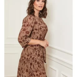 Jurk Lichtbruin/bruin -Exporteren Mooie Look Winkel curvy lady jurk lichtbruin bruin 2