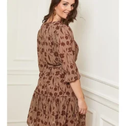 Jurk Lichtbruin/bruin -Exporteren Mooie Look Winkel curvy lady jurk lichtbruin bruin 3