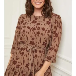 Jurk Lichtbruin/bruin -Exporteren Mooie Look Winkel curvy lady jurk lichtbruin bruin 4