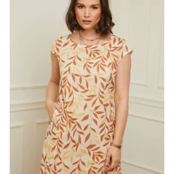 Linnen Jurk Beige/lichtbruin