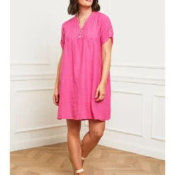 Linnen Jurk Fuchsia