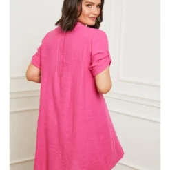 Linnen Jurk Fuchsia -Exporteren Mooie Look Winkel curvy lady linnen jurk fuchsia 3