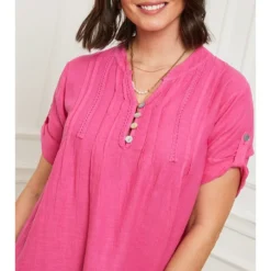 Linnen Jurk Fuchsia -Exporteren Mooie Look Winkel curvy lady linnen jurk fuchsia 4