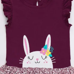 Jurk "Cute Bunny" Paars -Exporteren Mooie Look Winkel denokids jurk cute bunny paars 3