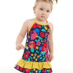 Jurk "Flowers" Donkerblauw