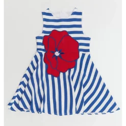 Jurk "Poppy" Blauw/wit -Exporteren Mooie Look Winkel denokids jurk poppy blauw wit 2