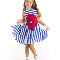 Jurk "Poppy" Blauw/wit