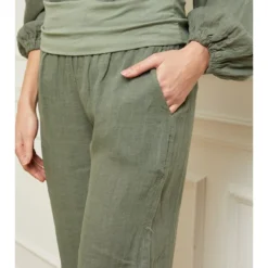 Jurk "Astrid" Kaki -Exporteren Mooie Look Winkel fleur de lin jurk astrid kaki 4