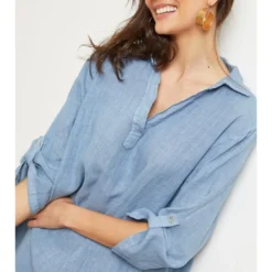 Linnen Jurk "Basta" Blauw -Exporteren Mooie Look Winkel fleur de lin linnen jurk basta blauw 4