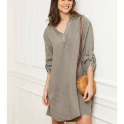 Linnen Jurk "Basta" Taupe