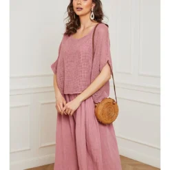 Linnen Jurk "Equanone" Lichtroze