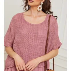 Linnen Jurk "Equanone" Lichtroze -Exporteren Mooie Look Winkel fleur de lin linnen jurk equanone lichtroze 3