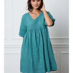 Linnen Jurk "Etsy" Turquoise