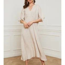 Linnen Jurk "Faos" Beige