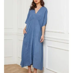 Linnen Jurk "Faos" Blauw