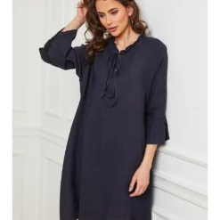 Linnen Jurk "Febbala" Donkerblauw