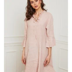 Linnen Jurk "Febbala" Lichtroze