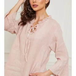 Linnen Jurk "Febbala" Lichtroze -Exporteren Mooie Look Winkel fleur de lin linnen jurk febbala lichtroze 3