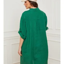 Linnen Jurk "Firlone" Groen -Exporteren Mooie Look Winkel fleur de lin linnen jurk firlone groen 2