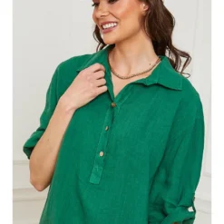 Linnen Jurk "Firlone" Groen -Exporteren Mooie Look Winkel fleur de lin linnen jurk firlone groen 3