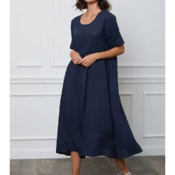 Linnen Jurk "Gustavo" Donkerblauw